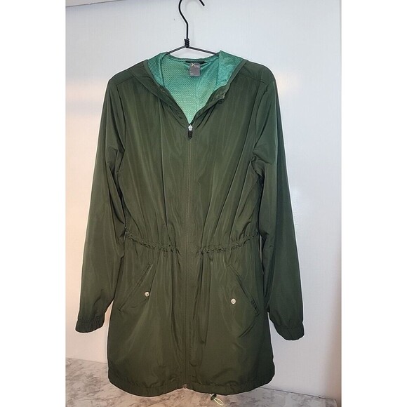 Old Navy Active Women's Green Water Resistant Hooded Rain Jacket Size Med *Read - Picture 1 of 9